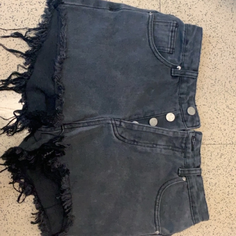 Black Ripped Jean Shorts
